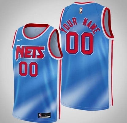 Brooklyn Nets Custom Blue Classic 2021 Icon Hot Press Jersey