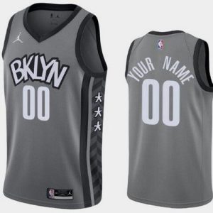 Brooklyn Nets Custom Gray Statement Icon Hot Press Jersey