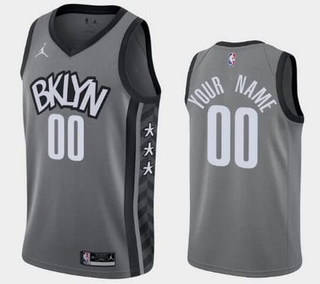 Brooklyn Nets Custom Gray Statement Icon Hot Press Jersey