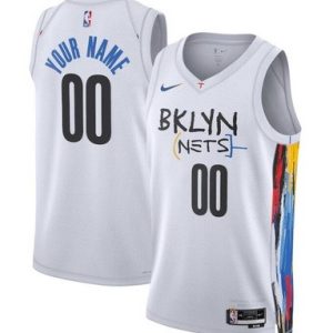 Brooklyn Nets Custom Kevin Durant Kyrie Irving White 2022 City Icon Heat Press Jersey