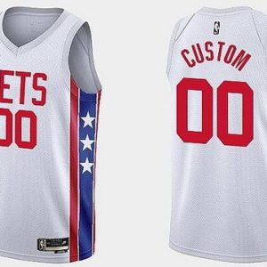 Brooklyn Nets Custom White Classic Icon Hot Press Jersey