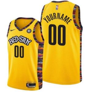 Brooklyn Nets Custom Yellow 2021 City Icon Hot Press Jersey