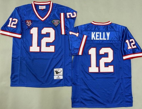 Buffalo Bills #12 Jim Kelly Blue 1994 Throwback Jersey