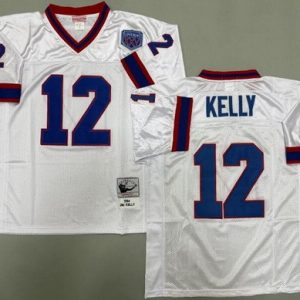 Buffalo Bills #12 Jim Kelly White 1994 Throwback Jersey