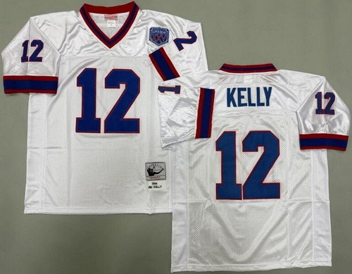 Buffalo Bills #12 Jim Kelly White 1994 Throwback Jersey