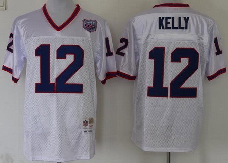 Buffalo Bills #12 Jim Kelly White Throwback Jersey