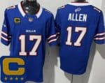 Buffalo Bills #17 Josh Allen Limited Blue Captain Patch FUSE Vapor Jersey