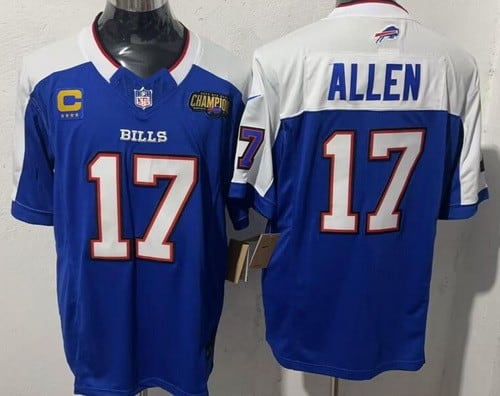 Buffalo Bills #17 Josh Allen Limited Blue Champioins C Patch FUSE Vapor Jersey