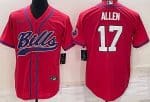 Buffalo Bills #17 Josh Allen Red Baseball Jersey