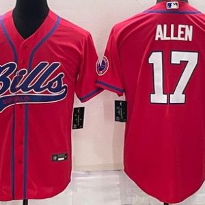 Buffalo Bills #17 Josh Allen Red Baseball Jersey