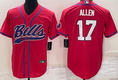 Buffalo Bills #17 Josh Allen Red Baseball Jersey