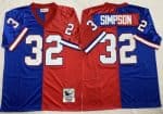 Buffalo Bills #32 OJ Simpson Blue Red Split Throwback Jersey