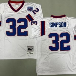 Buffalo Bills #32 OJ Simpson White 1973 Throwback Jersey