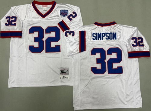 Buffalo Bills #32 OJ Simpson White 1973 Throwback Jersey
