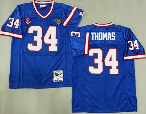Buffalo Bills #34 Thurman Thomas Blue 1990 Throwback Jersey