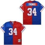 Buffalo Bills #34 Thurman Thomas Blue Red Split 1990 Throwback Jersey