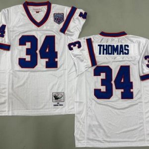 Buffalo Bills #34 Thurman Thomas White 1990 Throwback Jersey