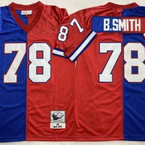 Buffalo Bills #78 Bruce Smith Blue Red Split 1990 Throwback Jersey