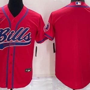 Buffalo Bills Blank Red Baseball Jersey