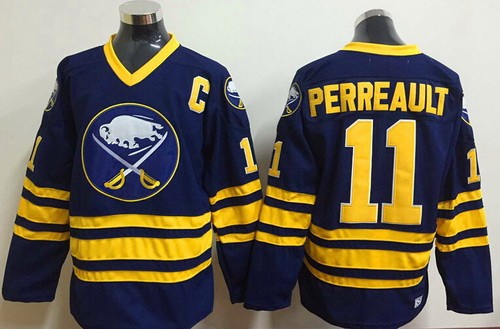 Buffalo Sabres #11 Gilbert Perreault Navy Blue Throwback Jersey
