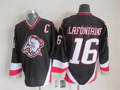 Buffalo Sabres #16 Pat Lafontaine Black Throwback Jersey