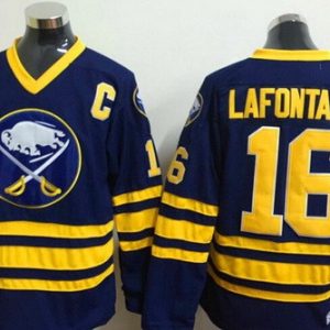 Buffalo Sabres #16 Pat Lafontaine Navy Blue Throwback Jersey