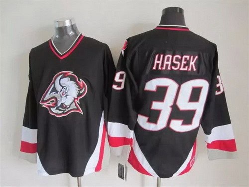 Buffalo Sabres #39 Dominik Hasek Black Throwback Jersey