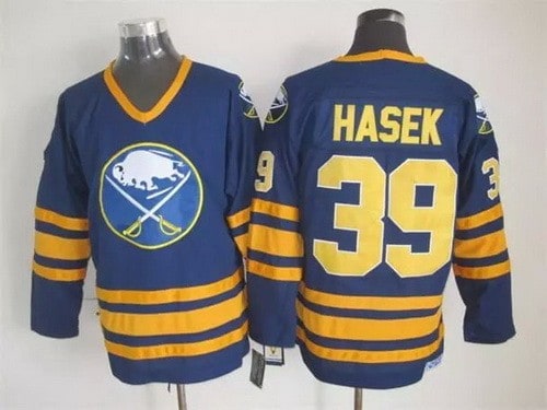 Buffalo Sabres #39 Dominik Hasek Blue Throwback Jersey