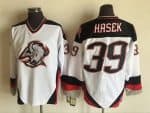 Buffalo Sabres #39 Dominik Hasek White Black Throwback Jersey