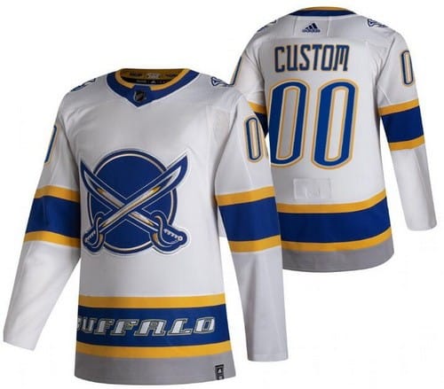 Buffalo Sabres Customized White 2021 Reverse Retro Authentic Jersey