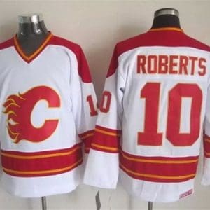 Calgary Flames #10 Gary Roberts White Throwback Jersey