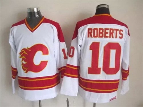 Calgary Flames #10 Gary Roberts White Throwback Jersey