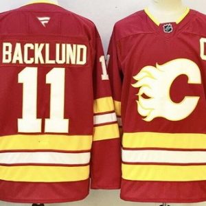 Calgary Flames #11 Mikael Backlund Red Authentic Jersey