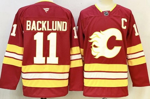 Calgary Flames #11 Mikael Backlund Red Authentic Jersey