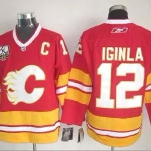 Calgary Flames #12 Jarome Iginla Red Throwback Jersey