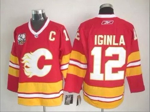 Calgary Flames #12 Jarome Iginla Red Throwback Jersey