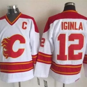 Calgary Flames #12 Jarome Iginla White Throwback Jersey