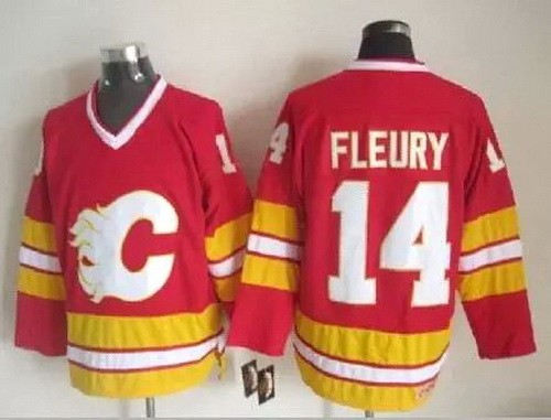 Calgary Flames #14 Theoren Fleury Red Throwback Jersey