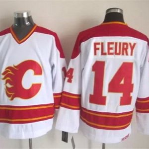 Calgary Flames #14 Theoren Fleury White Throwback Jersey