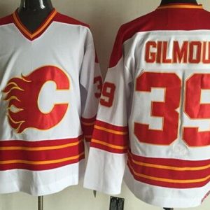Calgary Flames #39 Doug Gilmour White Throwback Jersey