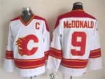 Calgary Flames #9 Lanny McDonald White Throwback Jersey