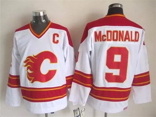 Calgary Flames #9 Lanny McDonald White Throwback Jersey