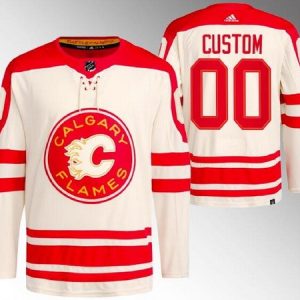 Calgary Flames Customized 2023 Cream Heritage Classic Authentic Jersey