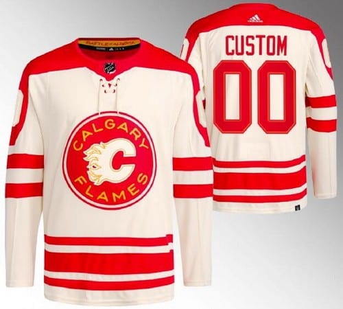 Calgary Flames Customized 2023 Cream Heritage Classic Authentic Jersey