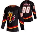 Calgary Flames Customized Black 2021 Reverse Retro Authentic Jersey