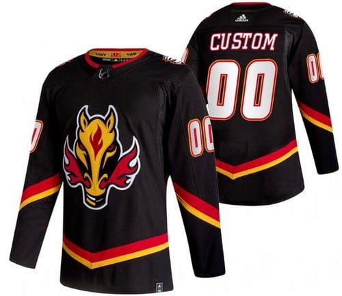 Calgary Flames Customized Black 2021 Reverse Retro Authentic Jersey