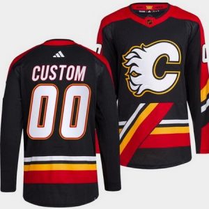 Calgary Flames Customized Black 2022 Reverse Retro Authentic Jersey