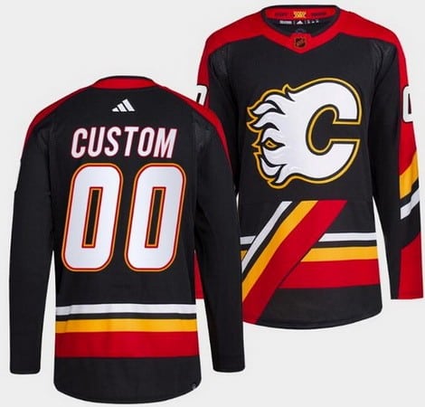 Calgary Flames Customized Black 2022 Reverse Retro Authentic Jersey