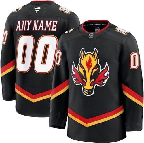 Calgary Flames Customized Black Fanatics Authentic Jersey