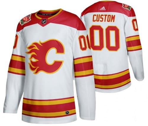 Calgary Flames Customized White 2019 Heritage Classic Authentic Jersey